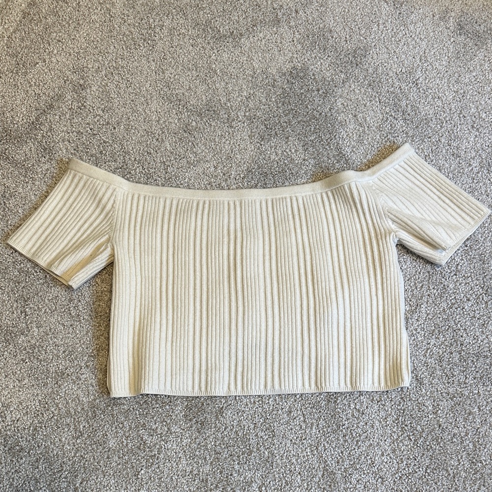 Aerie Off-White Cropped Reversible Sweater